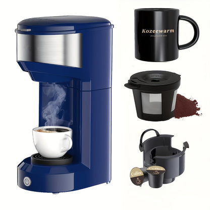 3-in-1 Coffee Machine Single Serve Brewer for K-Cup Pods Ground Coffee and Tea Compact with Reservoir for Kitchen Office Home Dark Blue Black Blue Red Green