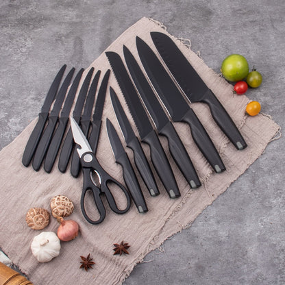 Kitchen Knife Set 15 Piece with Block & Scissors – Professional Chef Knives High Carbon Stainless Steel, Ultra-Sharp Blade, Ergonomic Handle, Home & Restaurant Use, Ideal Holiday Gift