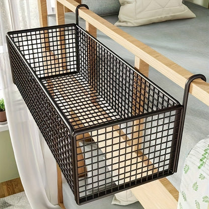 Over Door Hanging Basket Storage Rack - Woven Mesh Metal Organizer Shelf for Bedroom Dorm Wardrobe Closet, Space-Saving Wall Mounted Hanging Storage Basket