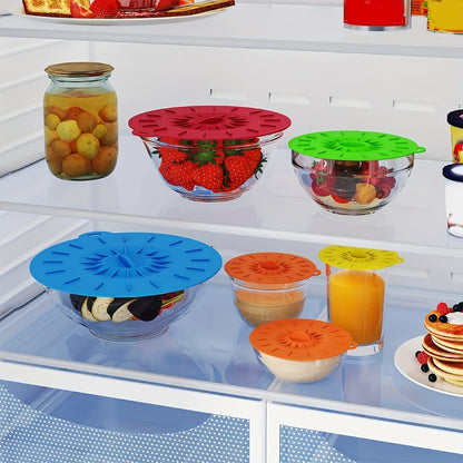Silicone Food Lids 7 Pack 5 Sizes Reusable Stretch Lids for Bowls Cups Pots Pans – BPA Free Microwave Splatter Cover Airtight Leakproof Food Storage Lids Dishwasher Freezer Safe