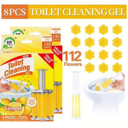 Toilet Cleaning Gel Stamp with Dispenser, Toilet Bowl Freshener & Cleaner Gel Stamps Prevent Scale & Toilet Ring, 6 Scents – Ocean, Lavender, Floral, Peach, Lemon, Pine – 4 Pcs or 8 Pcs Pack