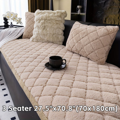 Sofa Cover Faux Rabbit Fur Plush Couch Slipcover - Thick Soft Non-Slip Pet Friendly Machine Washable Sofa Cushion Cover for Living Room Bedroom Office