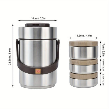 Insulated Lunch Box 3-Layer 304 Stainless Steel Vacuum | 67.63oz Triple Compartment Leakproof Food Container | Keep Warm 6 Hours for Office Travel Picnic Outdoor Meals