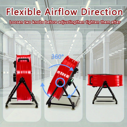 Industrial Floor Fan 24 Inch 9000 CFM Heavy Duty Drum Fan 3-Speed 360 Degree Tilt with Casters and Handle for Warehouse Garage Patio Workshop Gym Large Area Cooling
