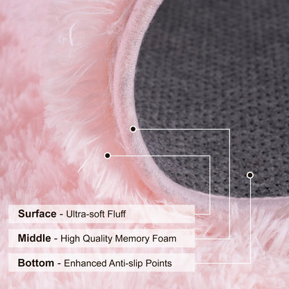Round Area Rug 6x6ft Ultra Soft Plush with Non-Slip Backing | Light Pink Fluffy Circle Rug for Living Room Bedroom | Hand Washable Indoor Accent Rug for Home Decor Holidays Camping 70.8x70.8 Inch