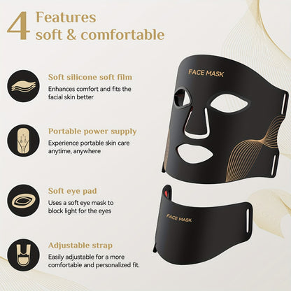 LED Light Therapy Face Mask 7 Color Red Light FDA Cleared Face and Neck Mask for Acne Whitening Anti-Aging Collagen Renewal Hydration Skin Care Home Use Rechargeable Portable