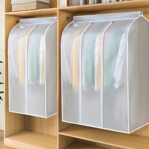Garment Bag Clothes Dust Cover - Translucent PEVA Waterproof Hanging Storage Bag for Coat Dress Suit, Thickened Washable, Multiple Sizes