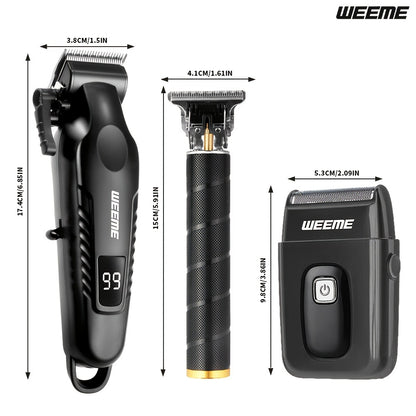 Men's Grooming Barber Haircut Set 2 & 3 Piece - Professional Hair Clipper USB Rechargeable T-Blade Trimmer Razor with 8 Limit Combs Complete Barbershop Kit for Men Boyfriend Father Birthday Gift Black