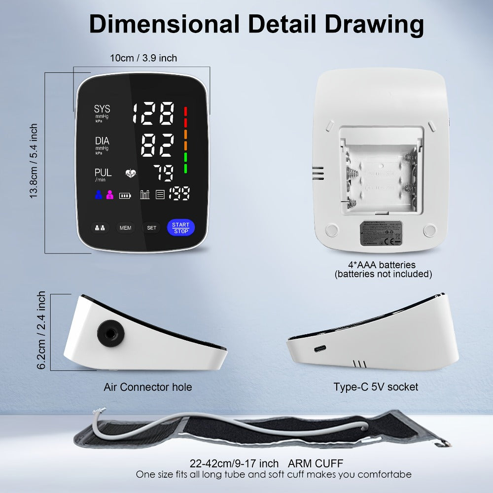 Blood Pressure Monitor Upper Arm - Automatic Digital BP Machine, Large Display, 2-4 User Memory 199 Readings, 8.7-17" Cuff, Home Blood Pressure Meter with Irregular Heartbeat Detection, 3 Models
