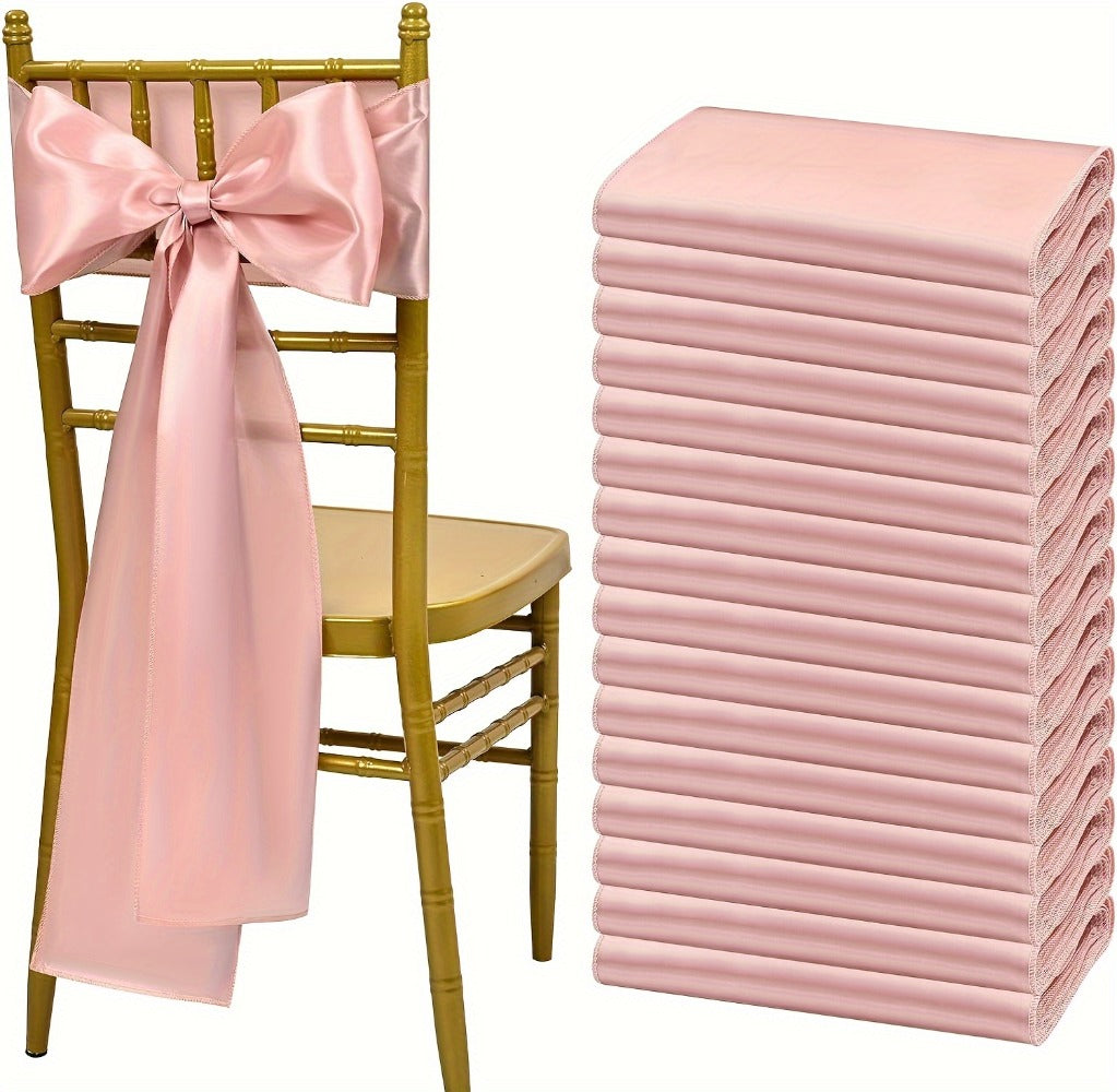 100pcs Satin Chair Sashes Bows for Wedding Banquet Party Event Decoration – 13 Colors, 18×275cm