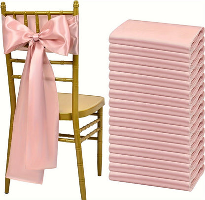 100pcs Satin Chair Sashes Bows for Wedding Banquet Party Event Decoration – 13 Colors, 18×275cm