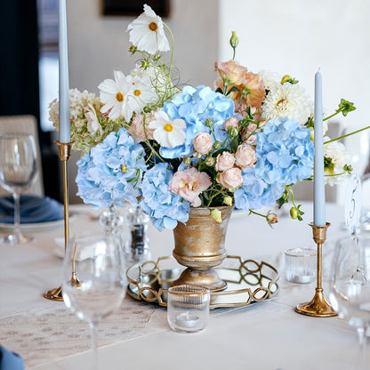 Artificial Hydrangea Flowers with Stems 72Pcs Fake Silk Hydrangea Flower Heads Bulk for Wedding Centerpieces Home Party Table Vase Decor Blue Purple Pink Champagne