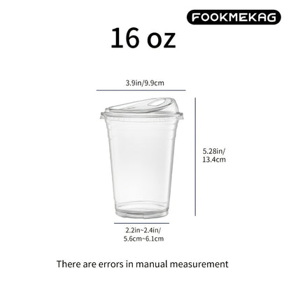 Disposable Clear PET Cups with Lids 50 Sets – Transparent Plastic Cups for Coffee Smoothies Cold Drinks Parties Picnics Travel, 16oz & 20oz