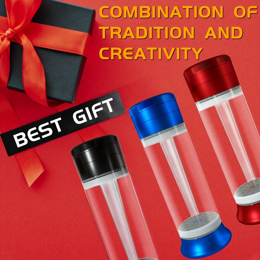 3-in-1 Zinc Alloy Spice Grinder Pre-Rolled Cone Loader 6-Hole Storage Rolling Machine Grinding Filling Storage All-in-One with Cleaning Brush Black Red Blue