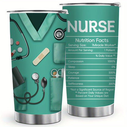 Nurse Tumbler 20oz Stainless Steel Insulated Cup with Lid and Straw - Medical Kit Design Travel Mug Nurse Gift Idea for Women Nurses Week Birthday | Rose Red Green Purple | Hot Cold Beverages