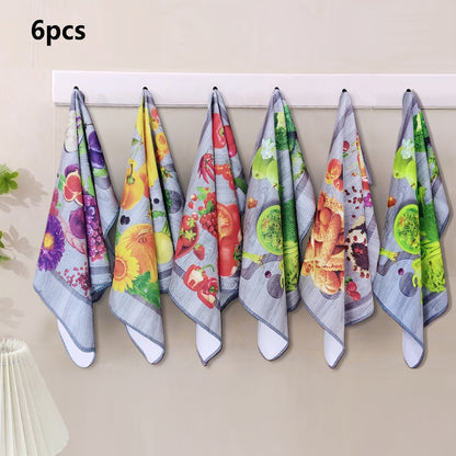 Holiday Kitchen Dish Towels Set of 6 - Colorful Printed Dishcloths Soft Absorbent Tea Towels for Kitchen Decor