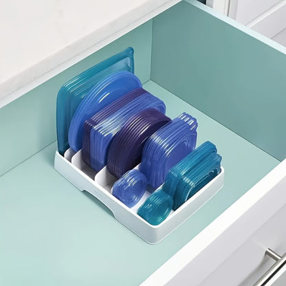 Adjustable Kitchen Storage Rack with 5 Baffles – Cutting Board, Pot Lid & Tableware Organizer, Food Container Cover Holder