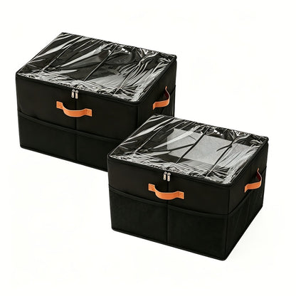 Shoe Storage Box 16-Pair, Clear Foldable Shoe Organizer with Flip-Top Lid & Reinforced Handles — Heavy-Duty Space-Saving Shoe Box for Closet, Bedroom & Entryway | Black & Grey | 1 or 2 Pack