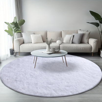 Round Shaggy Plush Rug – Soft Fluffy Circular Carpet for Bedroom & Living Room, Easy Clean