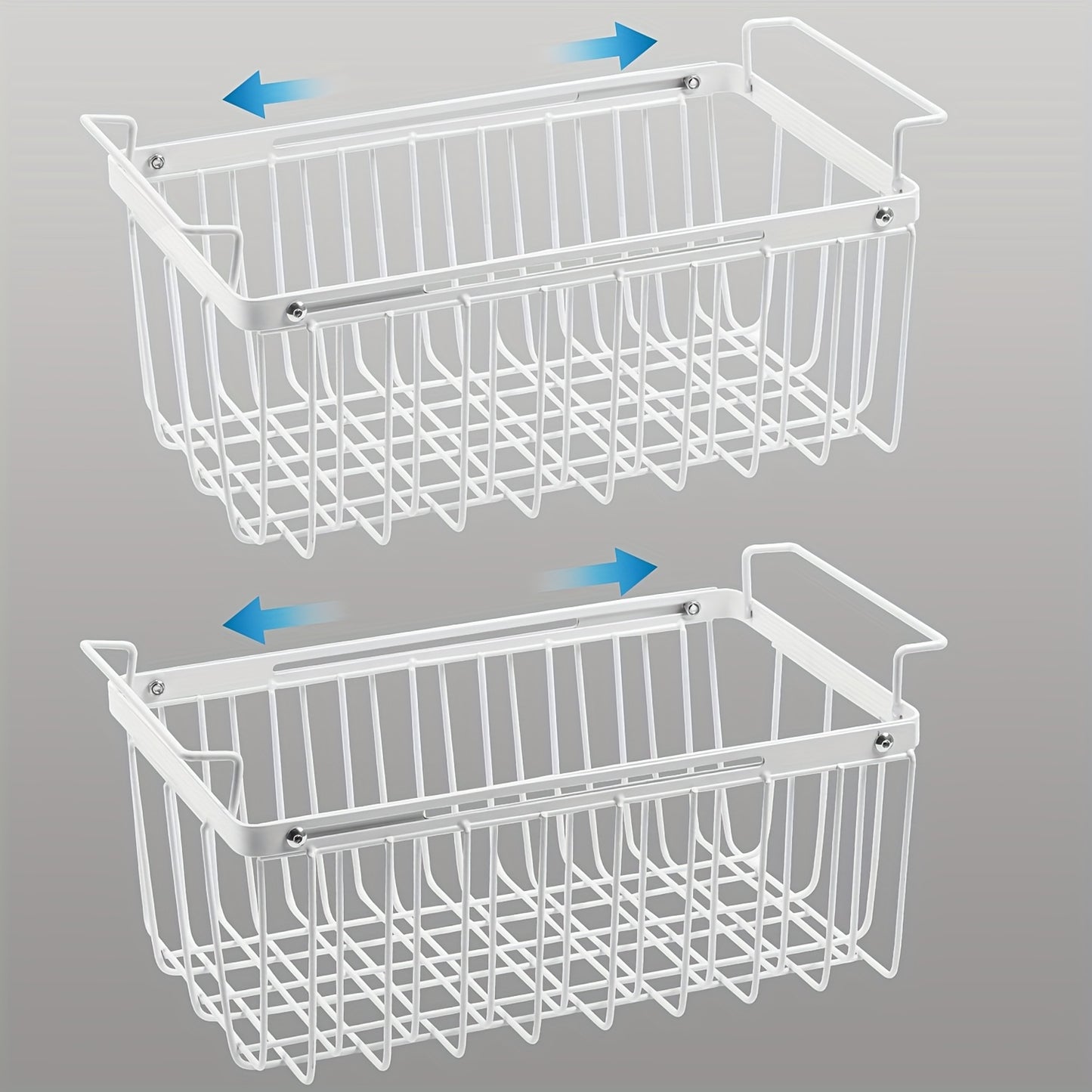 Freezer Organizer Bins, Expandable Chest Freezer Baskets with Hanging Handles – Adjustable Wire Basket 15.6" to 24.3", Heavy-Duty Iron Rust-Proof Deep Freezer Storage for Most Chest Freezers, 2 Pack