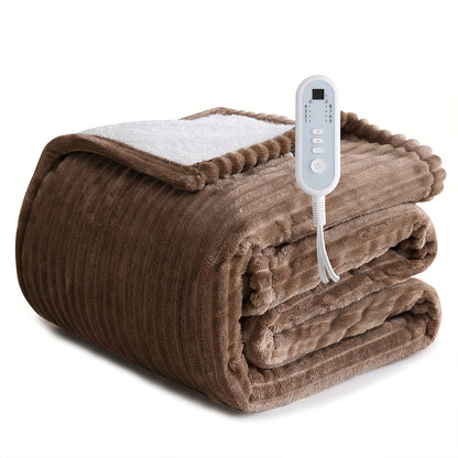 Electric Blanket with Temperature Control and Timer – Extra Large Flannel Heated Blanket, 8 Levels 10-Hour Auto-Off, Machine Washable, PTC+NTC Overheat Protection, Throw Twin Full Queen King