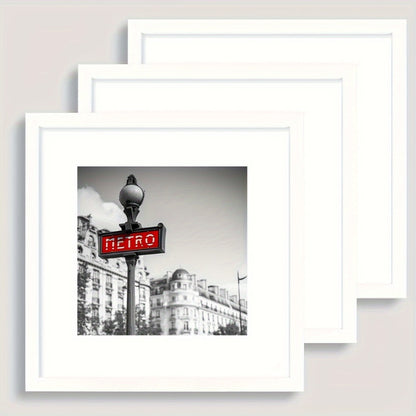 Square Photo Frames Set of 3, Black White 8x8 12x12 Inch Wall Hanging Picture Frames for Living Room Hallway Gallery Wall, Holiday Gift for Friends Family Home Decor