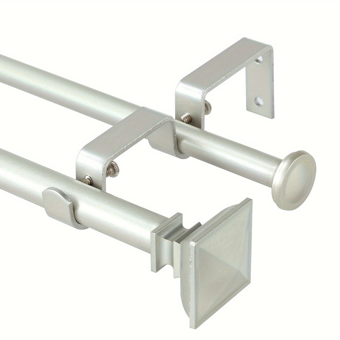 Double Curtain Rod Set with Square Urn Finials Adjustable Double Drapery Rod 5 Finishes 2 Sizes Window Curtain Hardware Easy Install