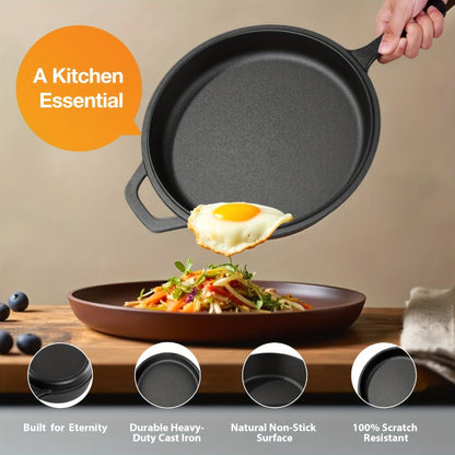 Cast Iron Dutch Oven & Frying Pan Set – Pre-Seasoned 2-in-1 Cookware, Deep Pan + Skillet for Stovetop, Induction, Oven, BBQ & Outdoor Cooking, Multi-Purpose Pots and Pans Set