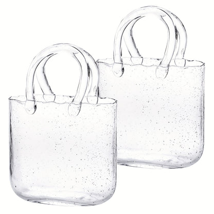Glass Purse Vase for Flowers Glow in the Dark Vase Fish Bowl Bubble Clear Bag Vase with Handle 7.7x3.9x10.4In Unique Decorative Vases for Centerpieces Wedding Table Christmas Home Decor
