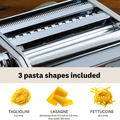 Pasta Maker Machine Manual 9 Adjustable Thickness Settings Stainless Steel Pasta & Noodle Cutter for Spaghetti Fettuccine Lasagna Dumpling Wrappers - Durable Hand Crank Kitchen Tool for Homemade Pasta