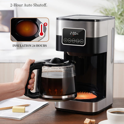 Programmable Drip Coffee Maker 10-Cup Touchscreen Pause and Serve Stainless Steel Carafe Keep Warm Auto Shut-Off for Home Kitchen Office Black