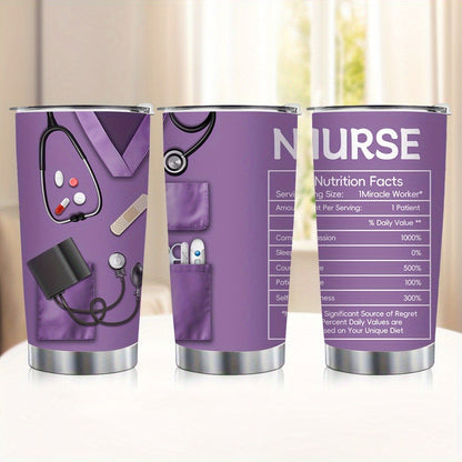 Nurse Tumbler 20oz Stainless Steel Insulated Cup with Lid and Straw - Medical Kit Design Travel Mug Nurse Gift Idea for Women Nurses Week Birthday | Rose Red Green Purple | Hot Cold Beverages