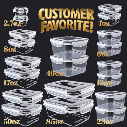 Airtight Plastic Food Storage Containers with Easy-Snap Lids 40pcs or 10pcs Set Pantry Kitchen Organization Meal Prep Containers with Labels and Markers BPA-Free Transparent and Pink