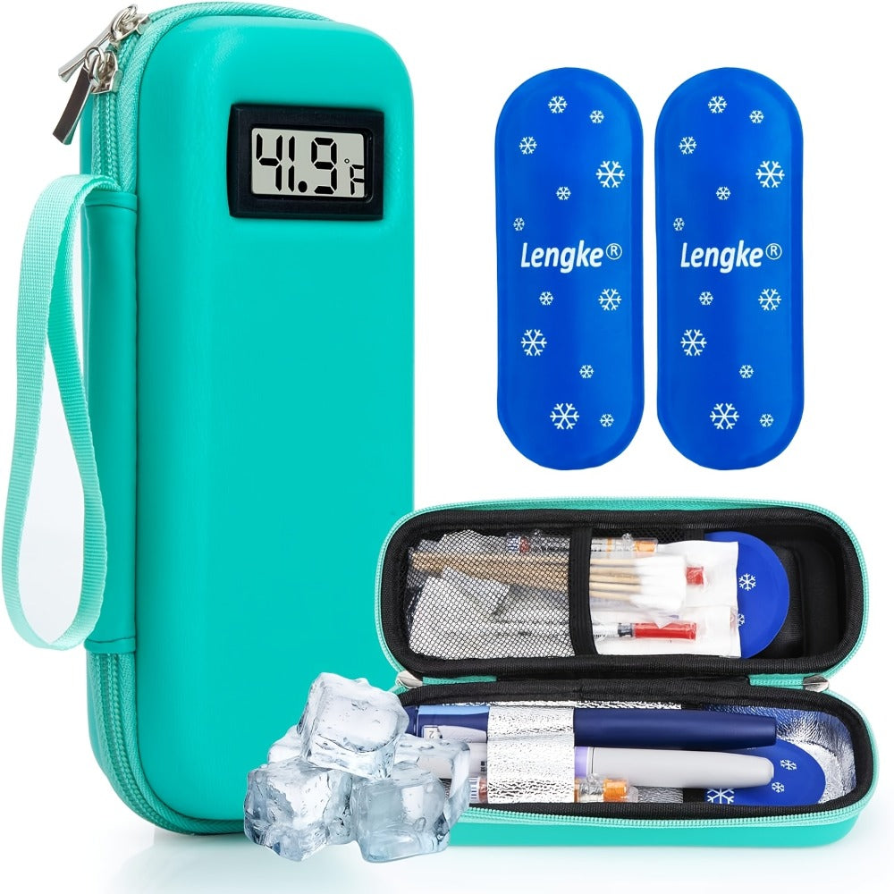 Insulin Cooler Travel Case with Temperature Display – Portable Diabetic Medication Bag with 2 TSA Approved Ice Packs for Insulin Pens, Vials & Diabetic Supplies, Keeps Insulin Cold Up to 12 Hours