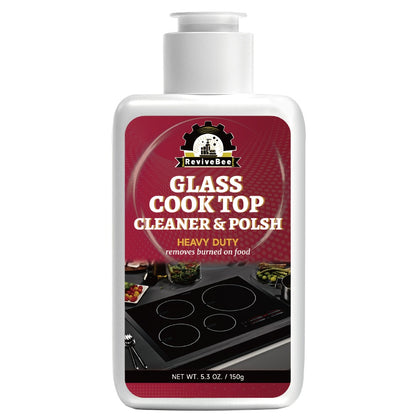 Glass Stovetop Cleaning Paste – Heavy Duty Cooktop Cleaner Cream, Removes Burnt-On Grease, Oil Stains & Food Residue from Stove Tops, Burners & Glass Surfaces, Non-Scratch Easy Scrub Formula