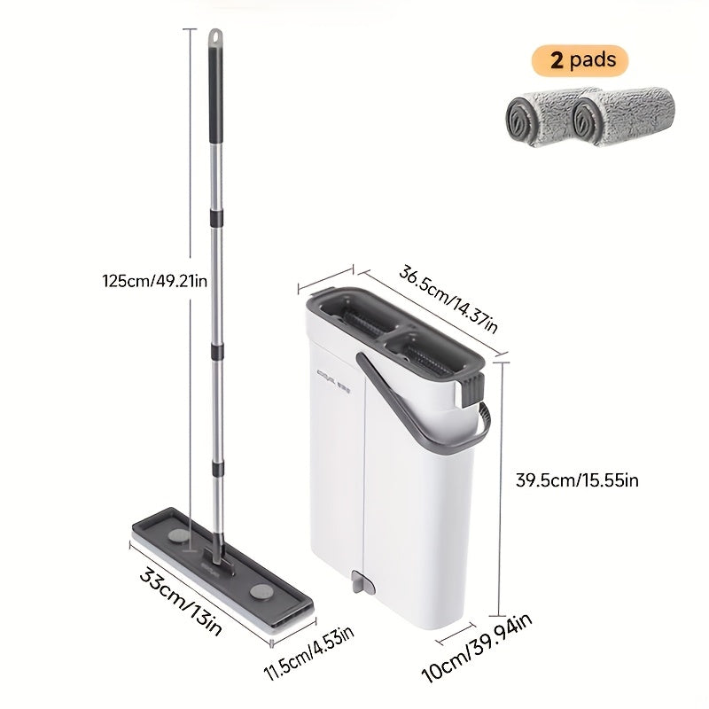 Spin Mop and Bucket Set with Wringer 360° Flat Mop Washable Microfiber Pads Long Handle for Hardwood Tile Laminate Floors Walls Windows Home Kitchen Bathroom