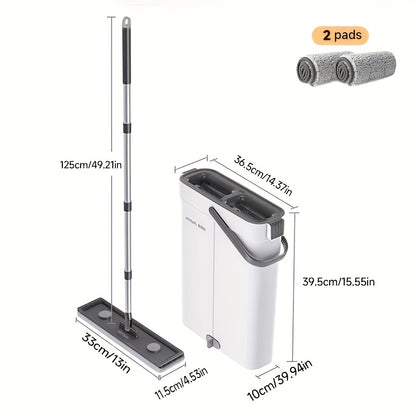Spin Mop and Bucket Set with Wringer 360° Flat Mop Washable Microfiber Pads Long Handle for Hardwood Tile Laminate Floors Walls Windows Home Kitchen Bathroom