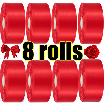 Satin Ribbon 1.5 Inch Wide – 8 Rolls 200 Yards Assorted Colors, Solid Color Silk Ribbon for Gift Wrapping, Hair Bows, Wedding, Party, Christmas & DIY Crafts