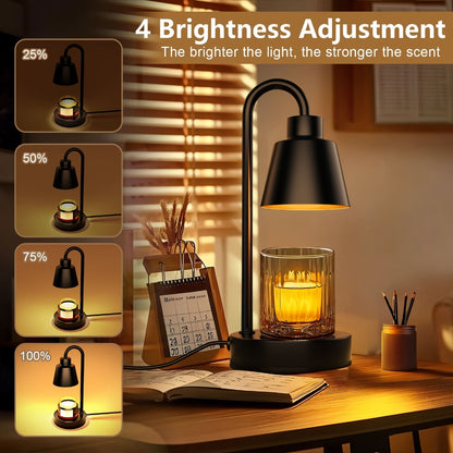 Wax Melt Warmer Lamp 2 Pack Upgraded Height Adjustable with Timer Dimmable Light Polished Metal Finish Electric Candle Jar Warmer for Bedroom Home Decor Cozy Aesthetic Gift for Women Christmas Valentine