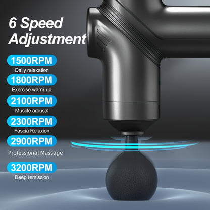Portable Percussion Massage Gun – Ultra-Quiet Motor, 4 Massage Heads & 6 Adjustable Speeds | Handheld Deep Tissue Massager for Muscle Relaxation, Post-Workout Recovery & Full-Body Relief