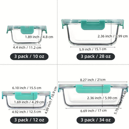 Glass Food Storage Containers with Airtight Lids - Borosilicate Glass Meal Prep Containers Set, Microwave Dishwasher Freezer Safe, BPA Free, Leak Proof Lunch Containers for Kitchen