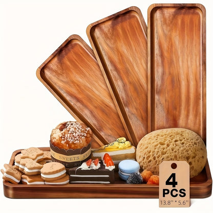 Wood Serving Tray Set – Oval Wooden Charcuterie Boards & Serving Platters for Cheese, Snacks, Bread, Fruit & Appetizers – Party, Buffet, Barbecue & Kitchen Decor