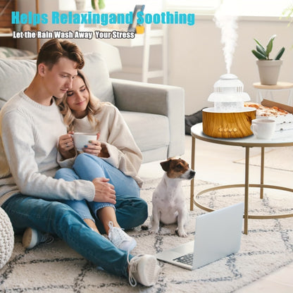 Cool Mist Humidifier with Raining Sound & 8-Color Night Light – 10-Hour Runtime, Essential Oil Diffuser, Air Humidifier for Bedroom, Home & Office, White Noise Sleep Aid, Ambient Mood Light, White