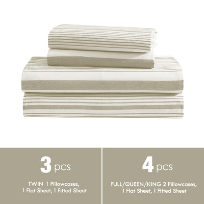 Bed Sheet Set Deep Pocket Soft Microfiber - Fitted Sheet Flat Sheet & Pillowcases Twin Full Queen King - Cooling Breathable Fade Resistant Sheets for Daily Use Dorms Guest Rooms