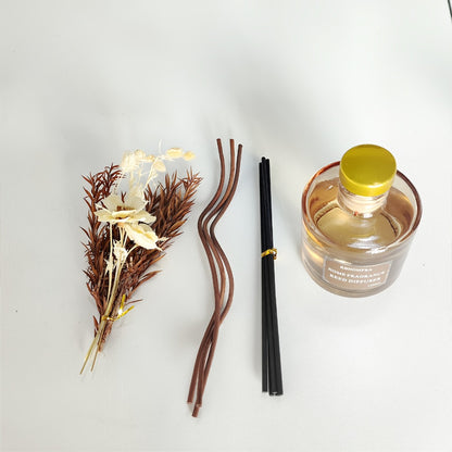 Reed Diffuser Set with Dried Flowers – Jasmine, Cedar, Sandalwood & Gardenia Scents, 120ml 90-Day Long-Lasting Home Fragrance