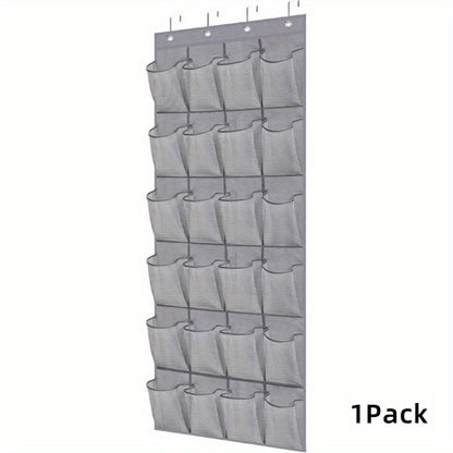 Over Door Shoe Organizer 24 Large Mesh Pockets – Foldable Breathable Hanging Storage Rack, Durable Fabric Closet Hanger for Shoes & Accessories, Space-Saving Door Organization