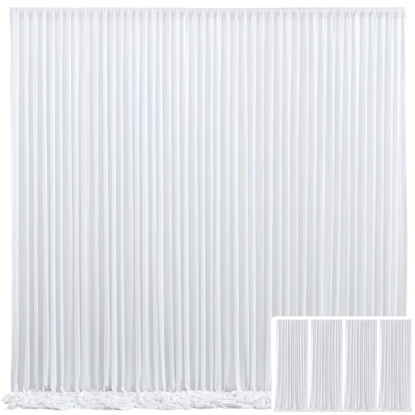 Blackout Backdrop Curtain 4 Pack 5x10 Ft - Heavyweight Nonwoven, Wrinkle-Resistant, Smooth Hanging for Wedding Birthday Baby Shower Party Photography Background Decoration