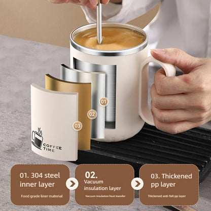 Stainless Steel Travel Mug Valentine's Letter Print Double Wall Insulated Coffee Cup Leak-Proof Lid 500ml Office Home Travel