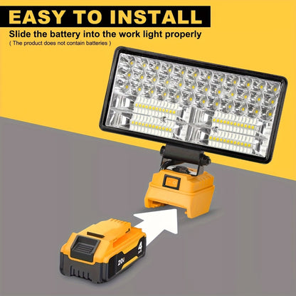 Cordless LED Work Light for DeWalt 20V Battery – 30W/90W 1800/5400 Lumen LED Floodlight | Battery Powered Work Light for Automotive Repair, Construction Site & Emergency Lighting | Battery Not Included