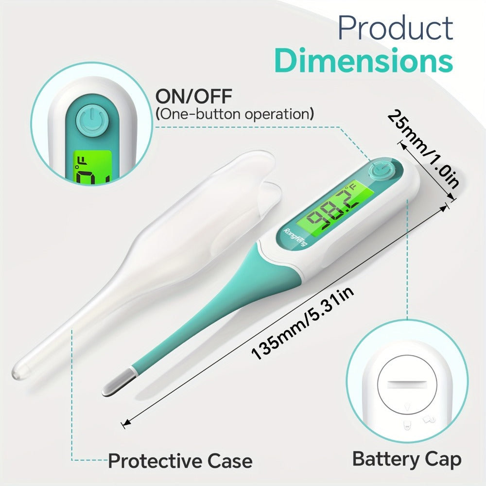 Digital Oral Thermometer for Adults & Kids – 8-Second Fast Read, Bendable Tip, 3-Color Fever Backlight, 32 Memory Records, Rectal Use for Infants, Celsius/Fahrenheit Conversion